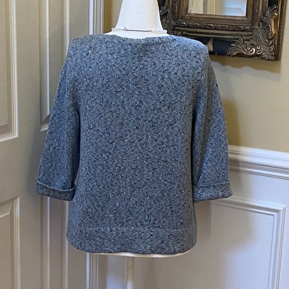 Christopher & Banks Size M Blue Gray Knit Sweater 3/4 Sleeves 3 Top Buttons - Picture 9 of 9